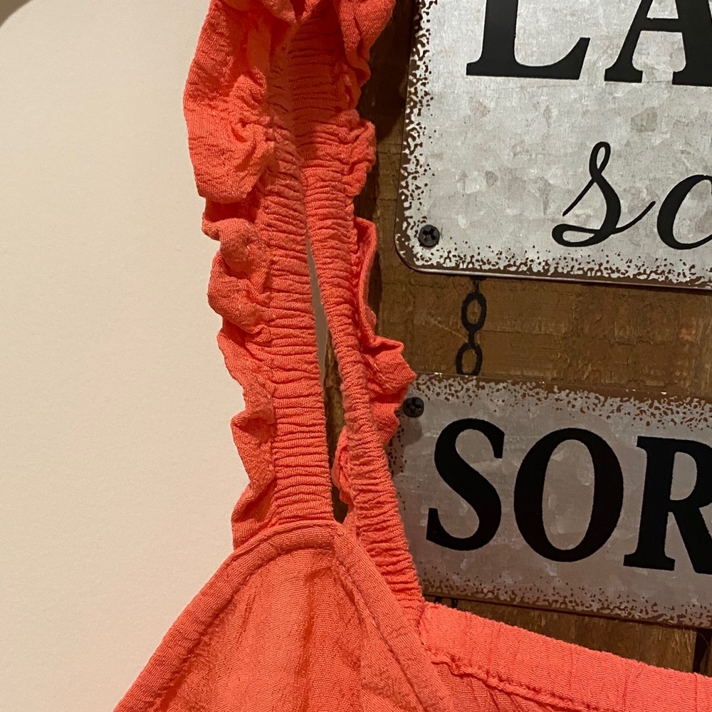 Express Bold Orange Ruffle Strap Top - Picture 3 of 4